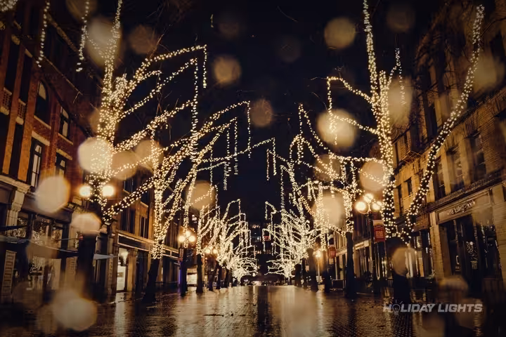 Professional municipal Christmas light installation in Salem, New Hampshire — Cityscape Holiday Lighting