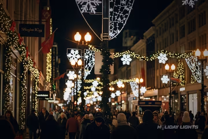 Municipal holiday lights installation in New Hampshire